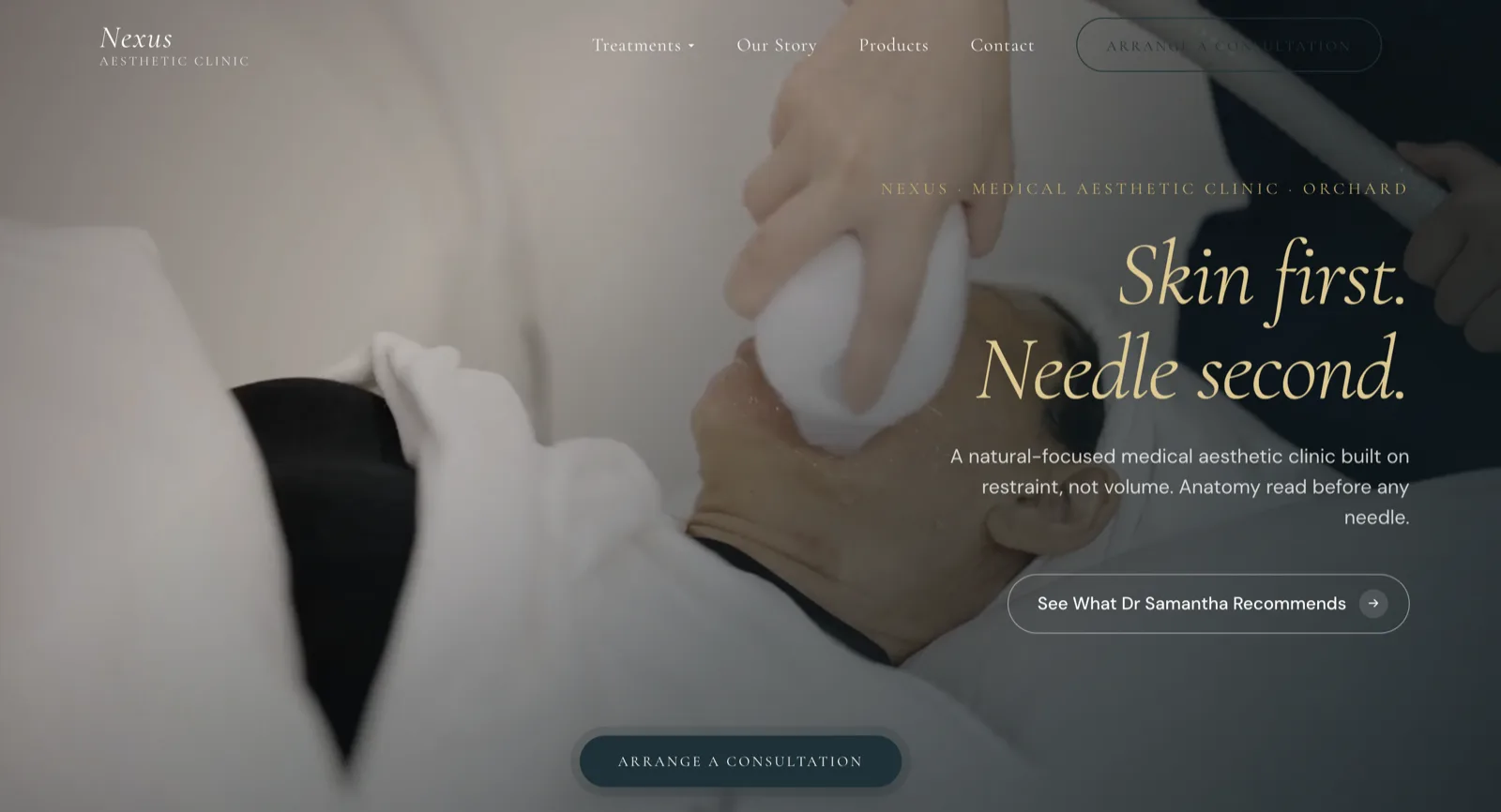 The Nexus Aesthetic homepage we designed and built, desktop